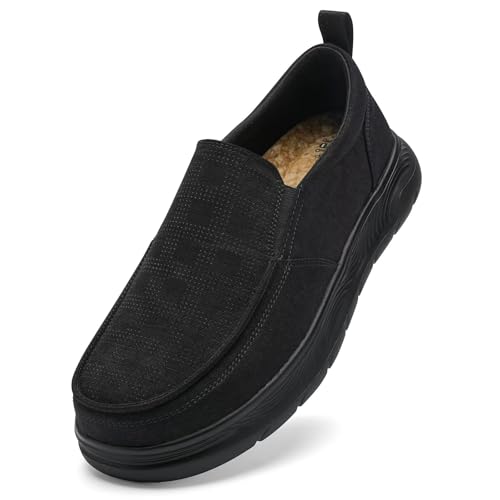 Image of 1TAZERO Mens Wide Width Slip On Shoes with Arch Support Insoles Men Lightweight Casual Loafer for Elderly & Wide Feet Plantar Fasciitis Walking Shoes