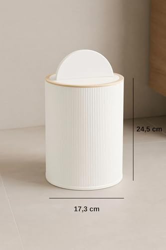 ARVALE 7 Litre Modern Tarz Çöp Kovası – Dayanıklı Plastik Malzeme (Beyaz) - Görsel 2