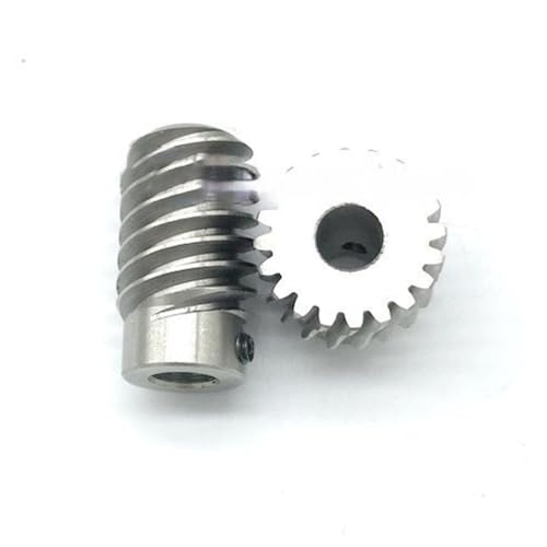 Angle Steering 1 Set 1 Module 20 Teeth Stainless Steel Worm Gear 8mm Bore 1:5 Transmission Right Angle Reversing Gearbox Worm Gear Driving Change