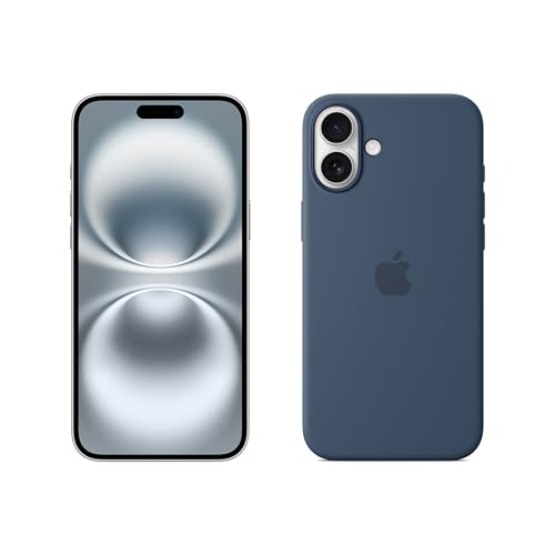 Apple iPhone 16 Plus 128 GB - Bianco + Custodia MagSafe in silicone - Denim