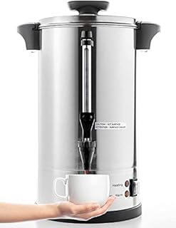 SYBO 2022 Upgrade SR-CP100B Commercial Grade Stainless Steel Percolate Coffee Maker Hot Water Urn for Catering, 100-CUP 16 L, Metallic