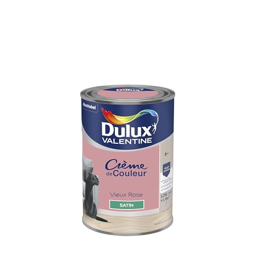 Dulux Valentine Crème de Couleur - Peinture multi-supports intérieure - Satin Vieux Rose 1,25 L