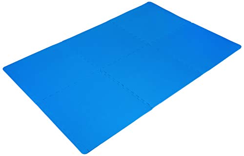 Image of Amazon Brand - Symactive 12 mm Kids Interlocking Puzzle Exercise Mat with EVA Foam Interlocking Tiles (Set of 6, Each Tile Size 2 x 2 Ft, 12 mm thickness, Blue)