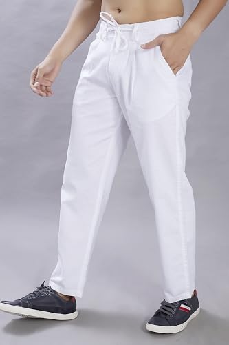 Image of DIVISIVE Men's Relaxed Fit Front Pleated Cotton Linen Blend Trousers