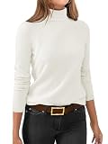 ANRABESS Womens Turtleneck Long Sleeve Sweater Tops Casual Soft Knit Fit Lightweight Basic Pullover 2026 Fall Work Outfits Cream White-M