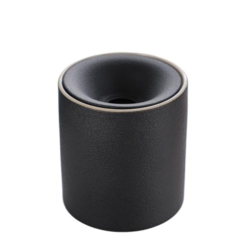 Ohget 茶こぼし 建水 茶洗い器 多機能 灰皿・筆洗い・ティーカップ水受け 茶かす入れ バケツ型 茶道具 日本風 陶器 おしゃれ 卓上 ブラック 茶道愛好家向け (ブラック)