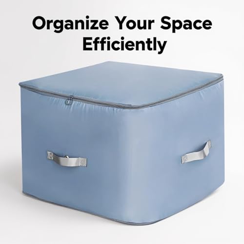 2 Pcs Compression Packing Cubes, Self Compression Organizers for Comforters and Bedding, Storage Bags with Handles, Space Saving Cube Style, Flat Bottom for Blankets, 21.3×16.5×23.6 in - Image 3