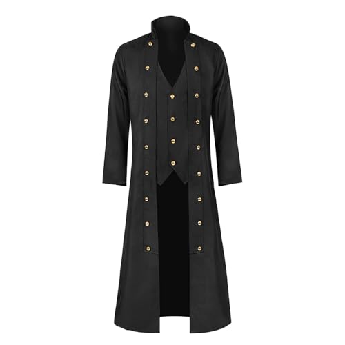 Generisch Chaqueta steampunk renacentista para hombre, disfraz medieval de Halloween, disfraz gótico, carnaval, fiestas, carnaval, piratas victorianos