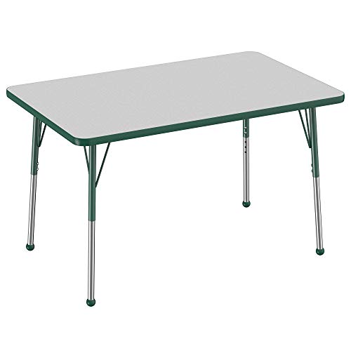 FDP 30" x 48" Rectangle Table with Ball Glide Legs - Gray/Green