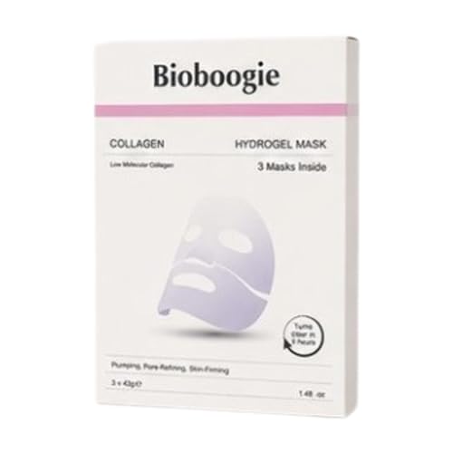 Image of Collagen Hydrogel Face Masks 3 x 42g – Hydrating Sheet Face Mask with Collagen & Red Algae for Moisturising, Smoother Looking Skin & Skincare Routine