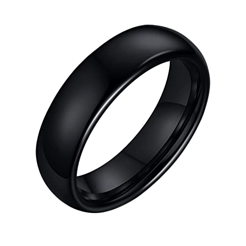 Anillos de promesa para hombres simples redondos en color negro de 6 mm