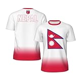 Jersey-Mesh-T-Shirt mit Nepal-Flagge und Farbverlauf im 3D-Druckverfahren für Laufen und Radfahren