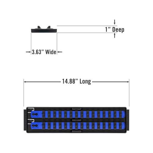 Ernst Manufacturing Twist-Lock Socket Boss Premium 2-Rail 1/4-Inch-Drive Socket Organizer, 13-Inch, Blue (8495) - Image 3