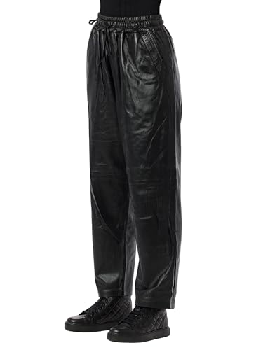 Jild Real Lambskin Leather Pants for Women Comfortable Drawstring Versatile Design Elastic Waistband with Relaxed Fit4