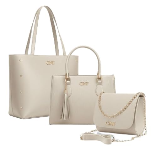 Kit Bolsa Sacola Grande + Transversal Média +Tira Colo Pequena (Marfim)