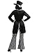 Fun Costumes Women's Deluxe Dark Mad Hatter Costume, Wonderland Outfit with Jacket, Vests, Pants, Bowtie, & Hat - Medium - Black
