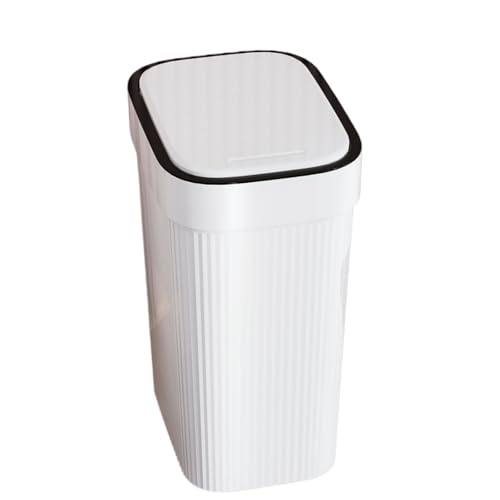 Poubelle carrée 12L avec couvercle à pression blanche et noire pour la maison