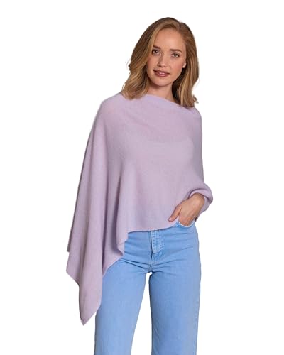 Cashmere -100% Cashmere Draped Dress Topper Poncho (Whisper/Purple)