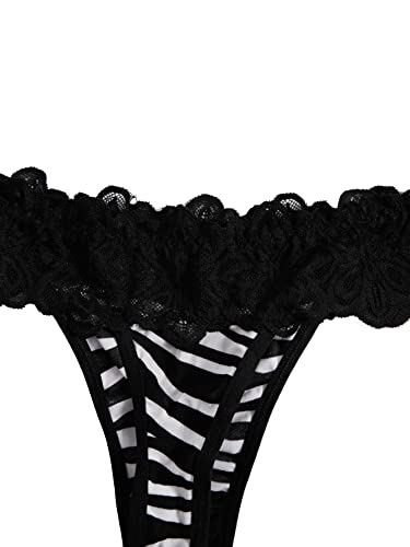 Makemechic Women's Sexy 6Packs Leopard Print Contrast Lace Cut Out Panty Set Zebra M #TOP3