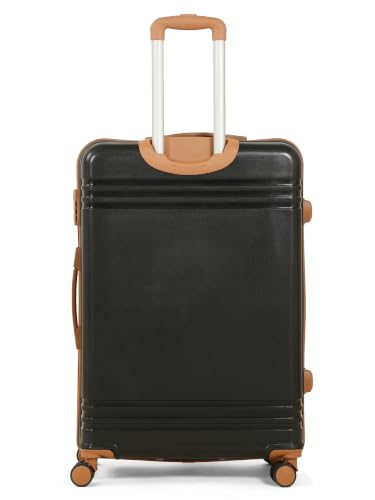 Image of Teakwood Large Size 8 Wheels Trolley Bag, Hard Cabin with Zipper Closure, Adjustable Push Button & Cross Side Strap, Number Lock System 360 Degree (Large, Black)