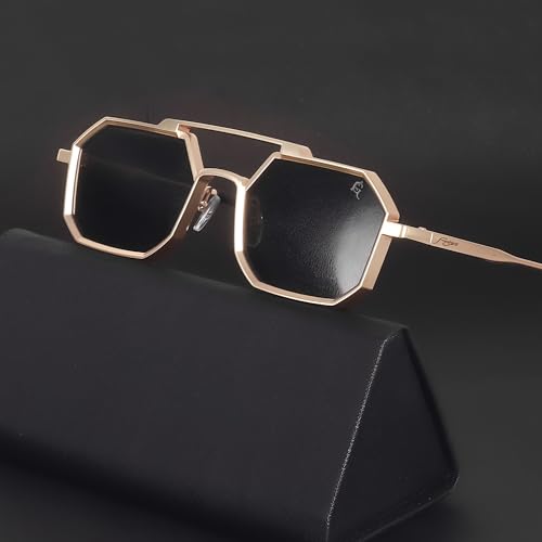 Image of FUNGLASSES Hexagon Round Sunglasses Metal Frame Stylish Goggles For Men's and Women's