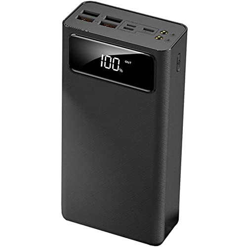 Banco de energía, cargador portátil, cargador de teléfono de alta capacidad con pantalla LED y 4 salidas de carga rápida, paquete de batería externa, negro, 50000 mAh