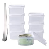 SLSON 8 Stück Transparenz Plastik Katzenfutter Frischhaltedosen mit EdelstahlLöffel,Dosendeckel Katzenfutter, Aufbewahrung Katzenfutterdosen für 3oz (85g,65mm) Dosen,Deckel für Dosen,Hält frisch