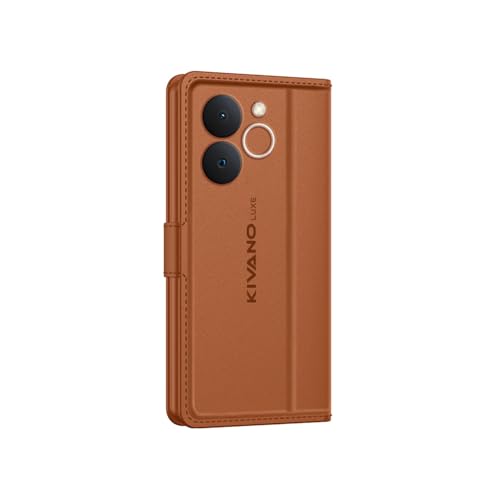 Image of KIVANO LUXE Compatible for Realme C71 4G / Realme Narzo 80 Lite 4G Luxury Handmade Leather Magnetic Flip Folio Case | Card Holder & Kickstand | Slim Protective Cover | Unisex - Brown