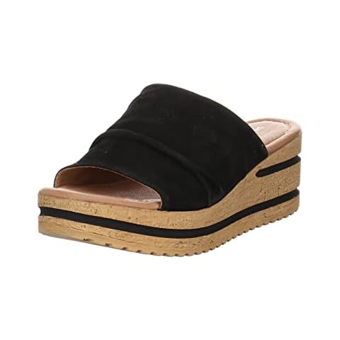 Salamander Damen Sandalen Lenarie Pantolette Veloursleder Fußbett Bequem Freizeit Uni lenarie Pantolette Black schwarz Wedge Keilsohle Cover