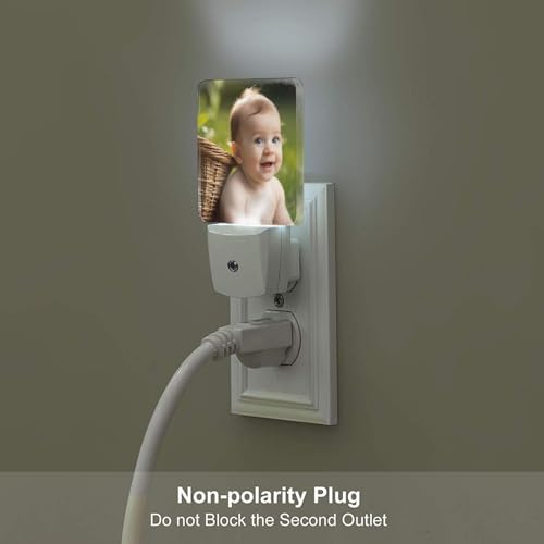 Image of Personalized Custom Night Light Set of 2, DIY Your Own Logo /Photo /Words Auto Sensor LED Dusk-to-Dawn Nightlights, Plug-in Sensor Lamp for Bedroom Bathroom Kitchen Hallway Stairs Decorative