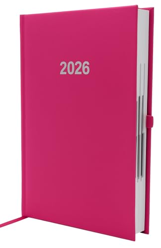 Buchkalender Chefplaner A5 1 Tag 1 Seite auch sonntags (2026 pink)
