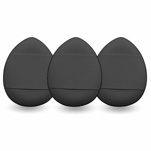 IMAXWAVE Set de 3 esponjas de maquillaje de dedos, Mini esponjas aplicadoras, Esponjas cosméticas tipo dedal, Esponjas para aplicación precisa, Esponjas de precisión para cosméticos - Negro