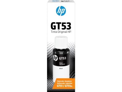 Garrafa de Tinta original Preto HP GT53 (1VV22AL) compatĂvel com Impressora HP DeskJet GT 5810, Impressora HP DeskJet 5820. AtĂ© 5000 páginas na qualidade e confiabilidade premium da HP