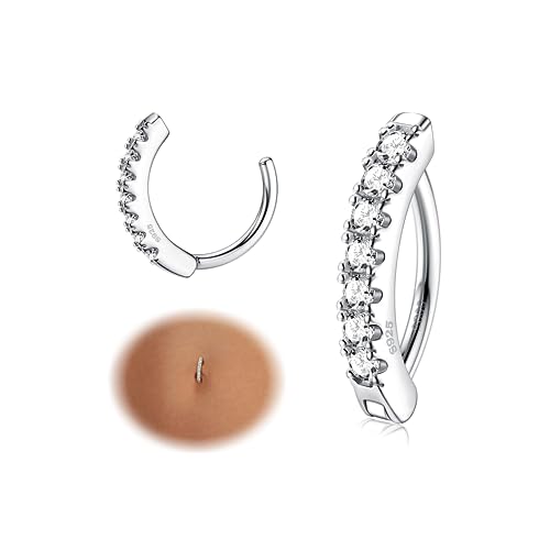 KRFY 14 G Piercing Nombril pour Femmes en Argent Sterling 925 Hypoallergénique Anneau de Nombril...