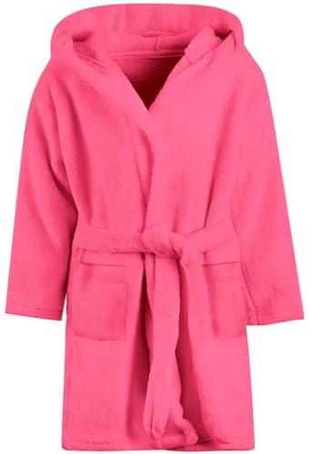 Image of Umeyda Girls & Women Fleece Hooded Robes, Soft Fuzzy Bathrobe Warm Plush Fluffy Bath Robe for Kids Womens