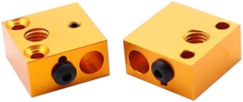 TESSERACT Aluminium Heat Block for MK7 MK8 Extruder I Compatible CR-10 /CR-10S S4 S5, Ender 3 / Ender 3 Pro Series 3D Printer I Good Quality Strong Upgraded Heat Block (Color Gold) (Quantity: 1 Piece)