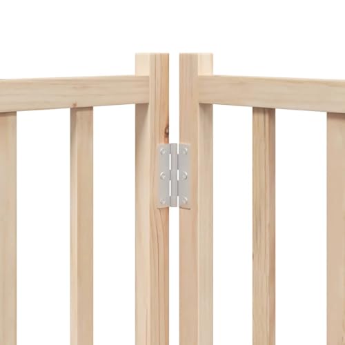 vidaXL Hundetor 6-TLG., Hundegitter Faltbar mit Tür Stützbeine, Schutzgitter für Wohnzimmer Küche Treppe, Haustiertor Türschutzgitter, Massivholz Tanne