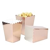 Cajas de palomitas de maíz de color oro rosa, caja de cartón para palomitas de maíz, paquete de 12 unidades