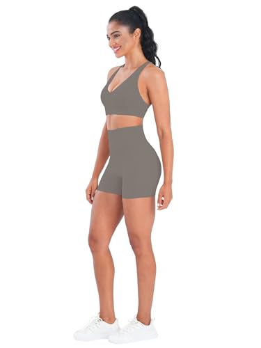 Image of Sunzel Strappy V Neck Criss Cross Back Sports Bra for Women | Removable Pads, Buttery Soft, Four-Way Stretch, Criss Cross Back, V Neck Contour Fit, Medium-Light Support, Yoga Workout Gym