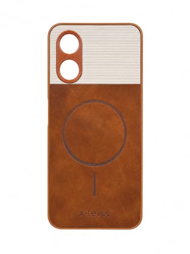 Image of Bintage Dual-Leather 2in1 Phone Case| Soft Touch Finish | Full Camera Protectection Back Cover Compatible for Oppo CPH2477 /Oppo A17 4G - White & Nut Brown