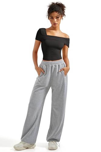 SUUKSESS Women One Off The Shoulder Summer Tank Tops Ruched Short Sleeve Shirts2