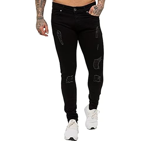 EZ383 Enzo Mens Super Skinny Ripped Jeans Cover