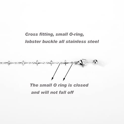 Image of Eyeglass Chain Silver Stainless Steel Handmade Necklace for Reading Glasses Sunglass Beaded Chains for Men Women