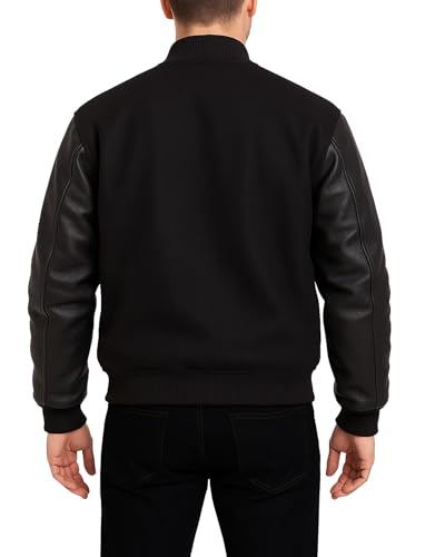Mens Varsity Letterman Baseball Bomber Jacket | Casual Fashion Wool & Faux Leather College/High School Jackets3