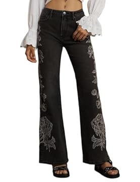 jeans with white embroidery