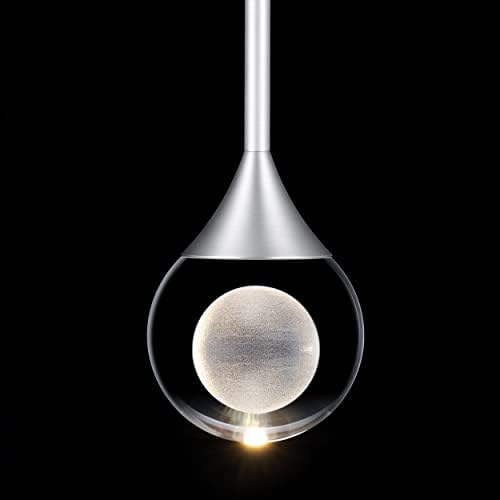 WillWant Moon Pendant Light, Teardrop Modern Pendant Lamp Dimmable Globe Crystal 5W LED Hanging Lights, Adjustable Cord DIY in Length Lighting Fixture for Kitchen Dining Bedroom Island Living Room