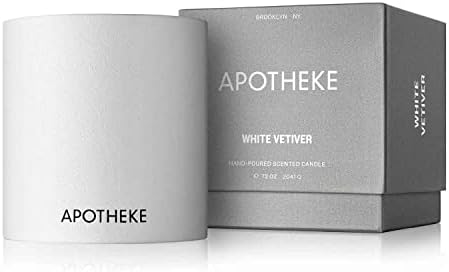 APOTHEKE Luxury Scented Concrete 4-Wick Jar Candle, White Vetiver, 72 oz - Extra-Large - Eucalyptus, Lilac, Vetiver, Amber & Cedarwood Scent, Strong Fragrance, Aromatherapy, Long Lasting, Made in USA
