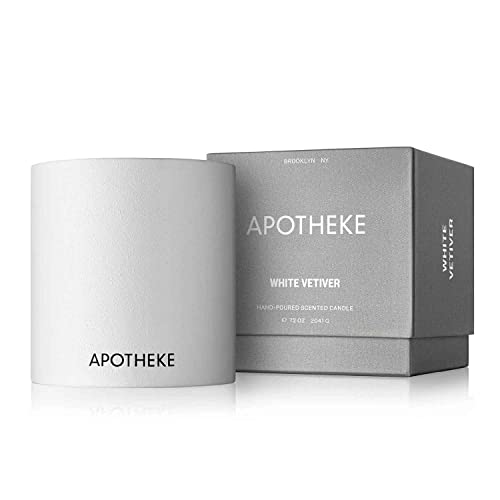 Apotheke Luxury Scented Concrete 4-Wick Jar Candle, White Vetiver, 72 Oz - Extra-Large - Eucalyptus, Lilac, Vetiver, Amber & Cedarwood Scent, Strong Fragrance, Aromatherapy, Long Lasting, Made In Usa #TOP26