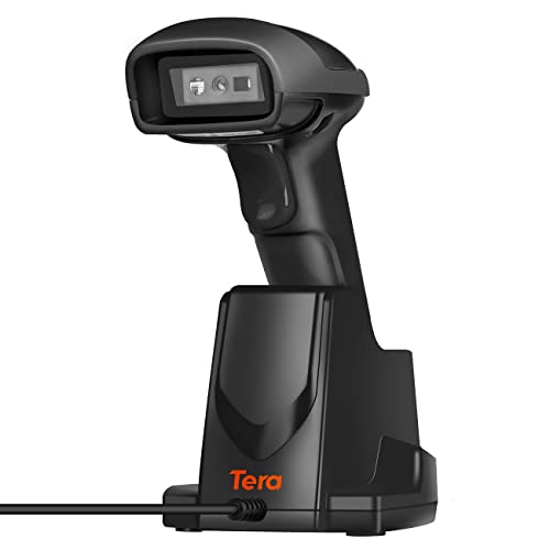 Tera Escáner de código de Barras 2D QR inalámbrico con Base de Carga USB Lector de códigos de Barras de Mano Escaneado rápido y preciso 2D QR 1D códigos de Barras 3en1, D6100 NEW