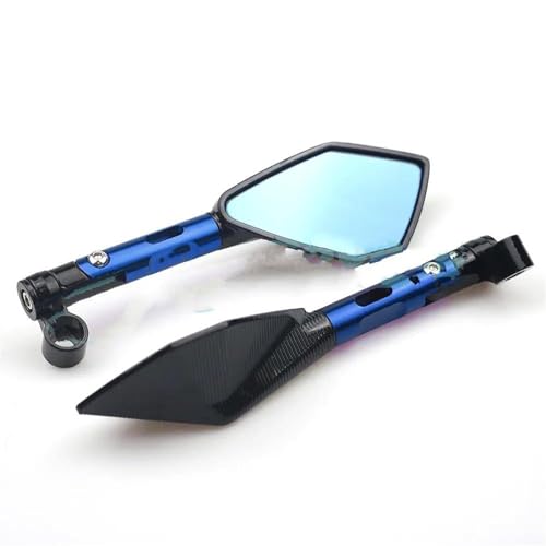 Espejos retrovisores moto universales con cristal azul y aluminio CNC contra vibraciones